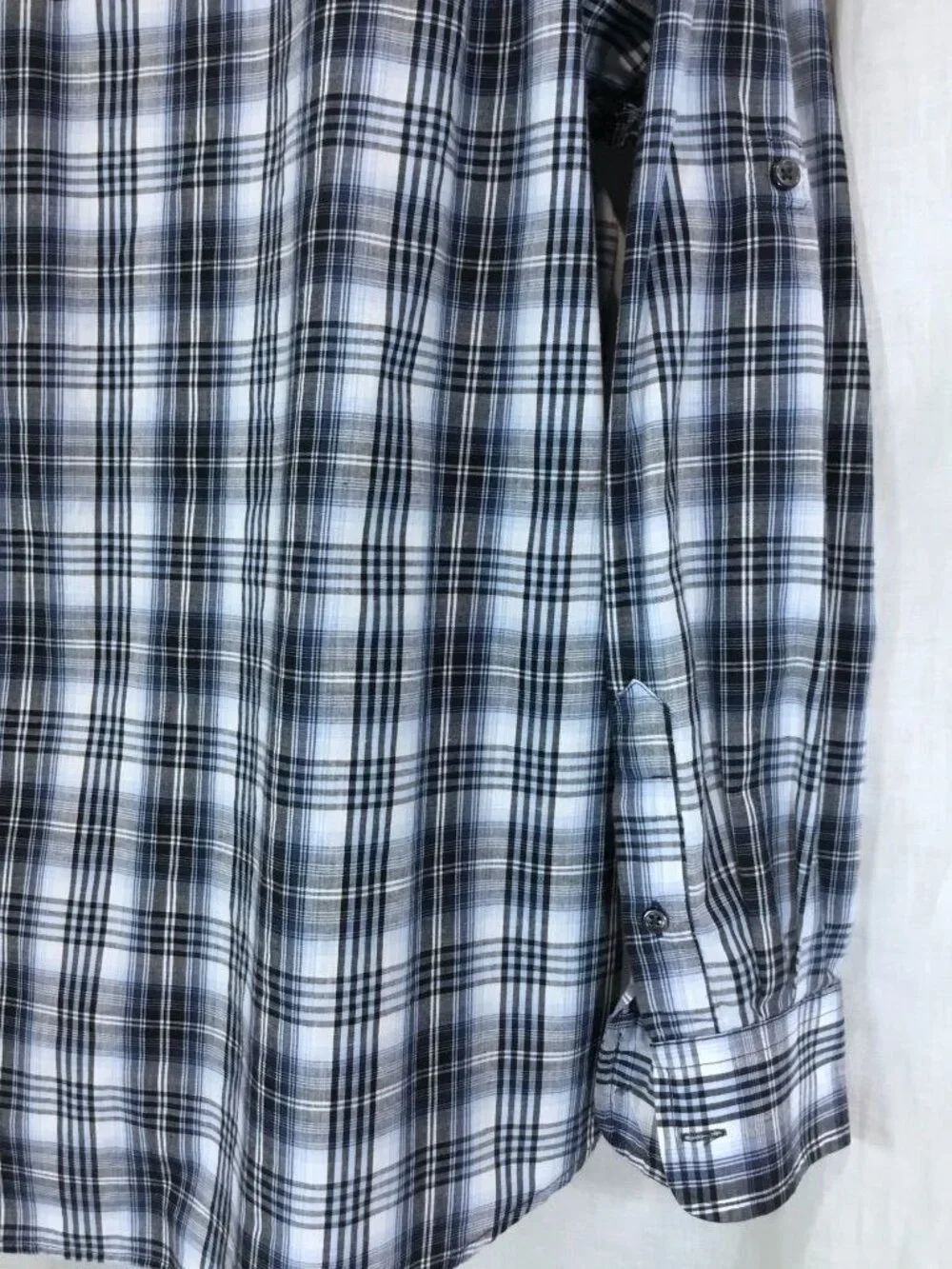 Western Utility Shirt Men XL Navy Plaid Button Up Indie Grunge Skater VTG 90 Y2K - Picture 3 of 10